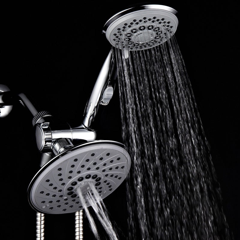 Hotel Spa HotelSpa 6''/4'' Ultra-Luxury 3 way Rainfall Shower-Head/Handheld Shower Gray Spiral Combo w/Patented ON/OFF Pause Switch and 5-7 foot Stretchable Stainless Steel Hose - Image 3